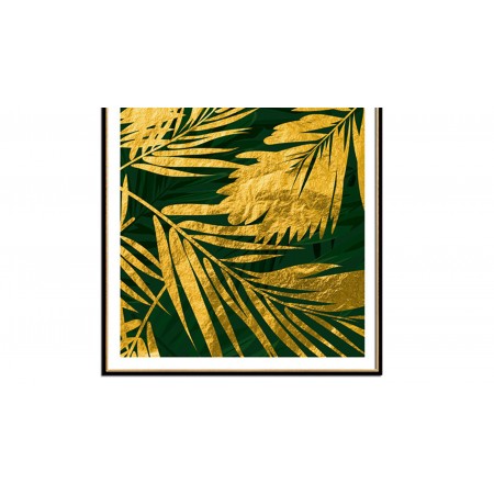 Постер для интерьера золотые листья пальмы-2 60*80 см.