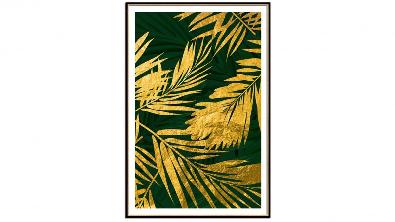 Постер для интерьера золотые листья пальмы-2 60*80 см.