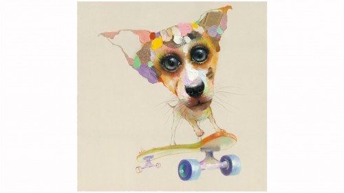 Картина маслом Собака и скейт