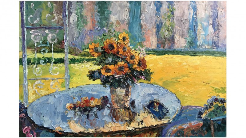 Картина маслом Цветы на столе